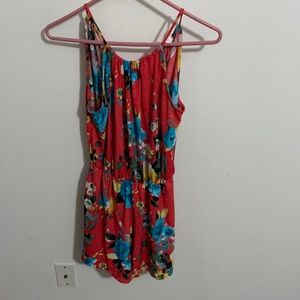 Pink lily floral romper size large